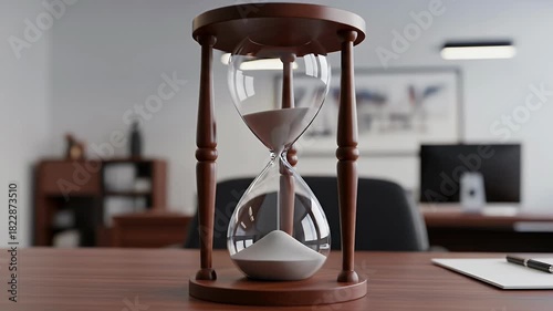Time on office sand in deadline clock desk hourglass hourglass representing authentic visual style and cinematic detail.