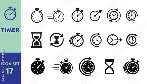 Timer Icon Set Vector Illustration for Business and Time Management