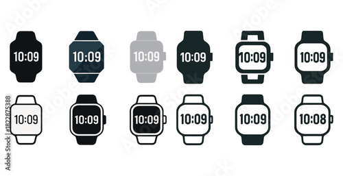 Collection of different minimalist smartwatch designs displaying 10:09