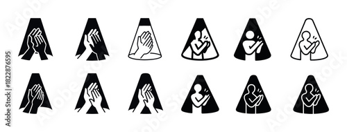Clapping hands icon set in various artistic styles