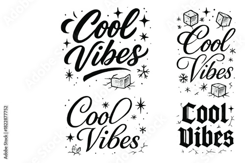Cool Vibes Calligraphy. Cool Vibes. Create a calligraphy lettering illustration of the phrase: Cool Vibes.