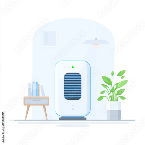 Smart Air Vent in a Room with Plant and Books