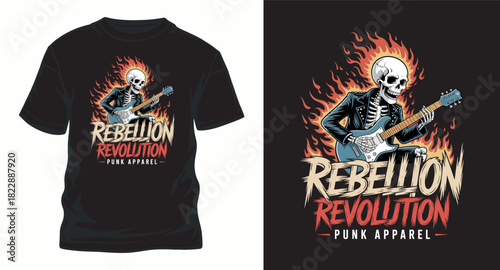 Rebellion revolution skeleton punk apparel vector template