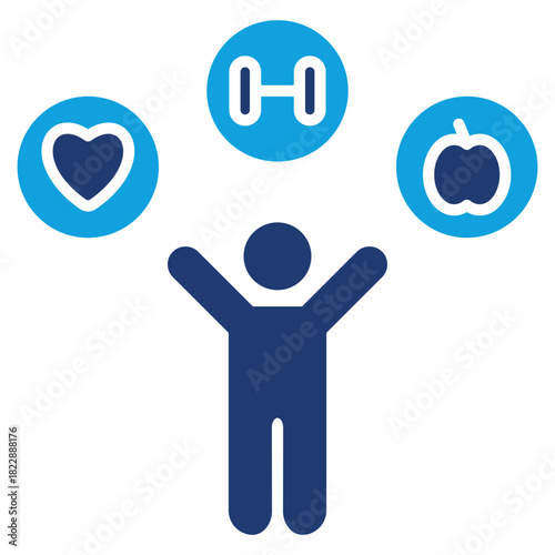 Wellness Program Flat Blue Icon