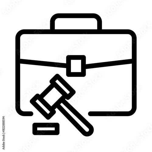 Legal Briefcase Line Icon of Business Contracts Icon Set