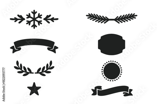 Winter Typography Icons. Winter typography elements. Filled icon set of winter typography elements: snowflake
