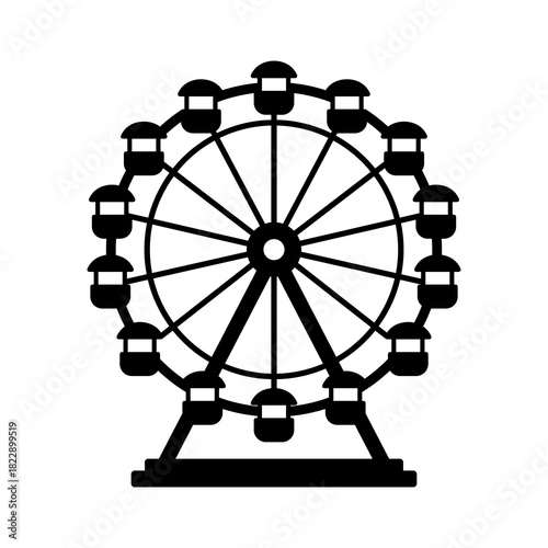 Bold ferris wheel amusement ride silhouette illustration — carnival fairground attraction graphic for posters, stickers, event designs and print projects