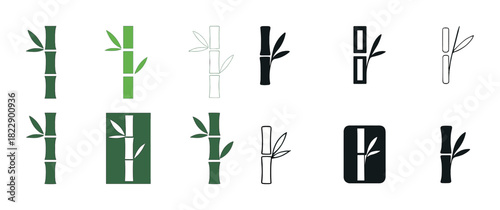 Diverse bamboo illustrations in various artistic styles