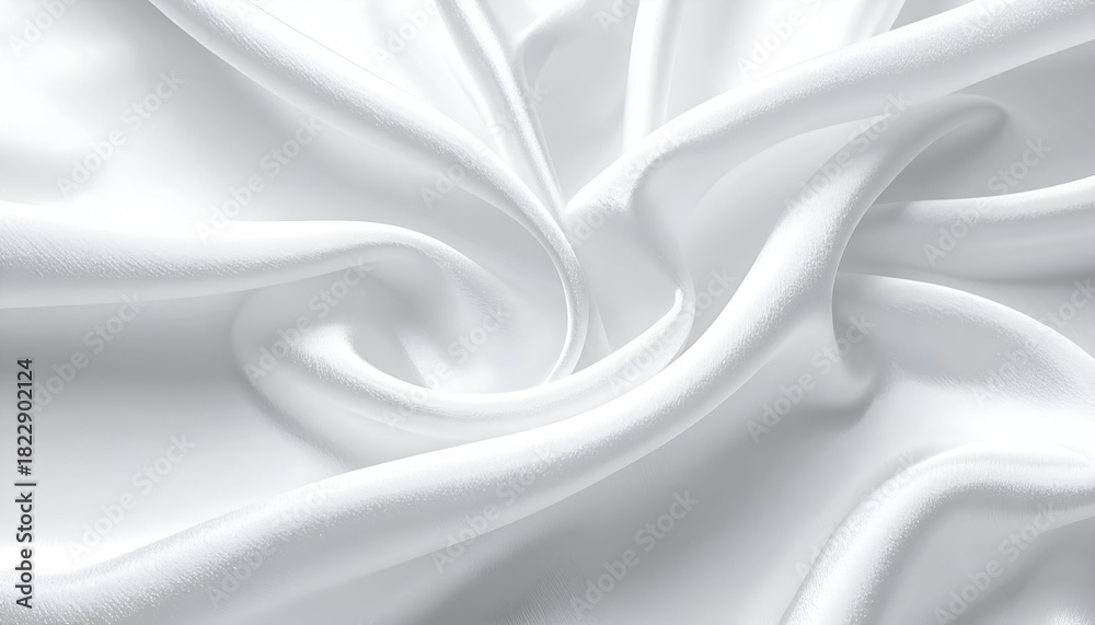 Naklejka premium Soft, flowing white fabric with graceful folds and shadows, creating a luxurious texture