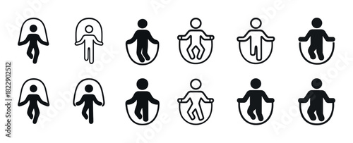 Jump rope icons: diverse styles of exercise and play