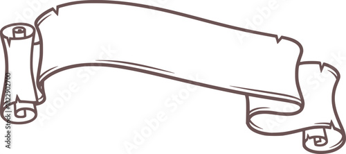 A scroll or banner parchment paper ribbon band in a vintage woodcut style	