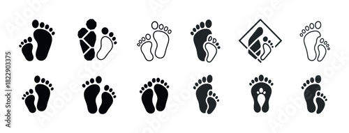 Collection of creative footprint icons in various styles and designs