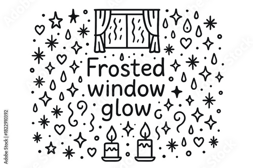 Frosted Window Glow Icons. Frosted window glow. Hand-drawn doodle illustration of Frosted window glow. window,