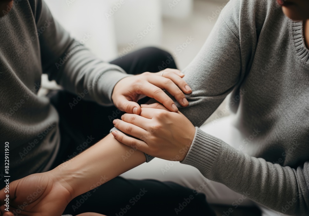 Fototapeta premium Intimate moment of comforting touch, offering support and empathy