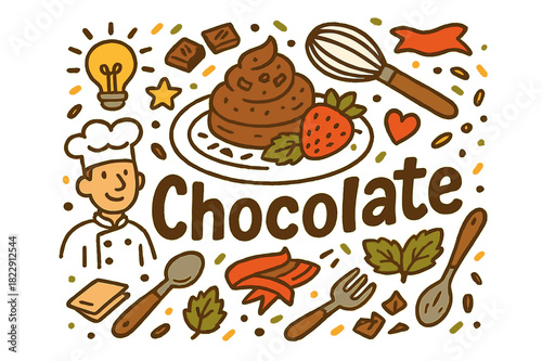 Chocolate Dessert Doodle. Chocolate dessert. Hand-drawn doodle illustration of chocolate dessert. Chocolate