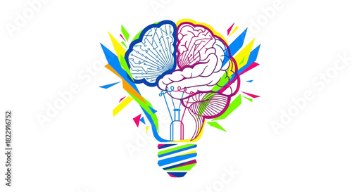 Creative Thinking A Colorful Illustration of Brain Power, Ideas, and Innovation