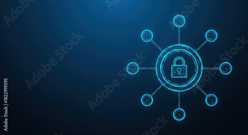 Wallpaper Mural Digital security lock connected to a network of nodes representing data protection technology Torontodigital.ca