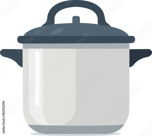 Flat stainless steel pressure cooker illustration