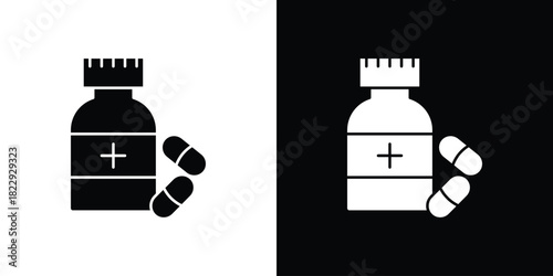 Pill bottle icon Isolated. icon for logo, graphic design and more.