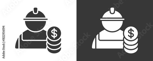 Labor Cost Icon Set Vector Collection Isolated In Black And White