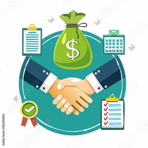 Business deal handshake agreement money finance success.