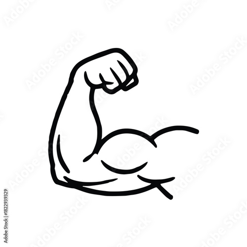 muscle biceps silhouette vector outline gym workout logo design