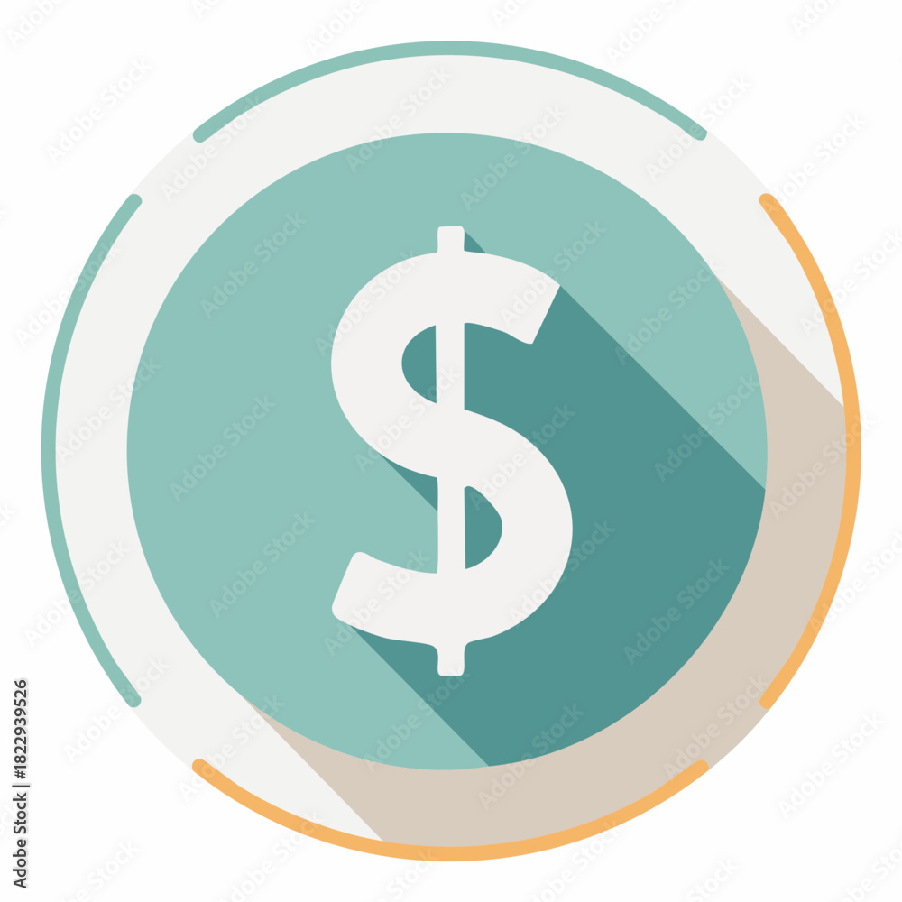 Obraz premium Dollar symbol icon representing financial transactions, currency exchange, and economic concepts in a flat design style