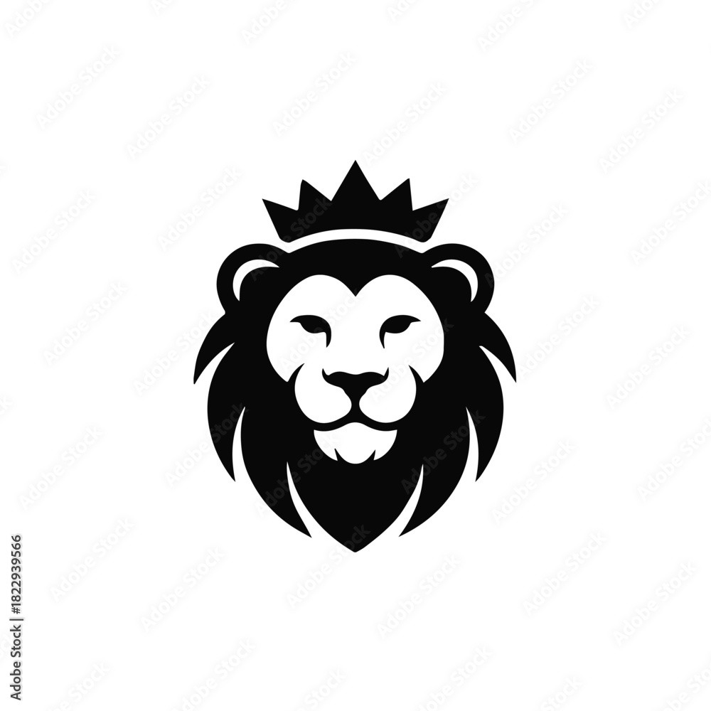 Fototapeta premium lion head crown minimalist vector logo crest emblem