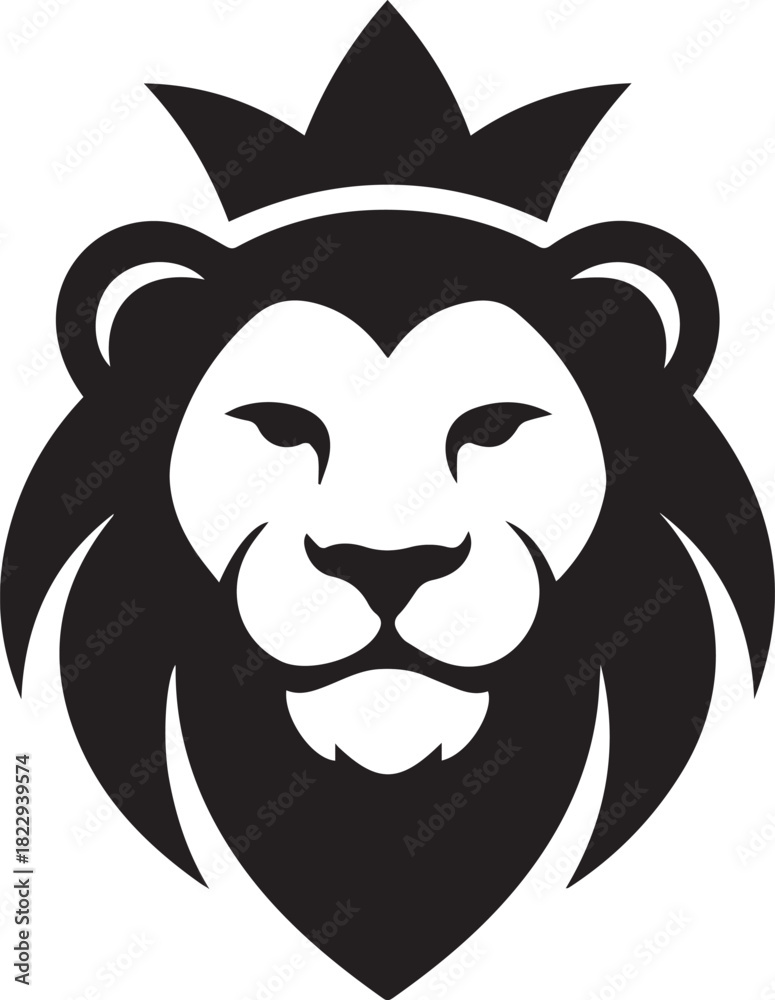 Obraz premium lion head crown heraldry vector icon for seal monogram and mark