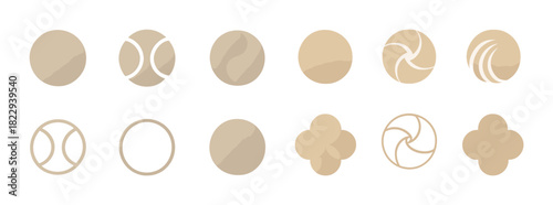 Collection of minimalist beige circular geometric patterns