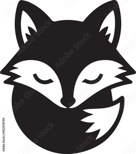 fox logo circular curled tail emblem for brand identity