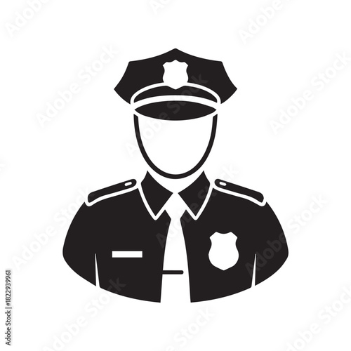 police head and torso silhouette emblem for public safety