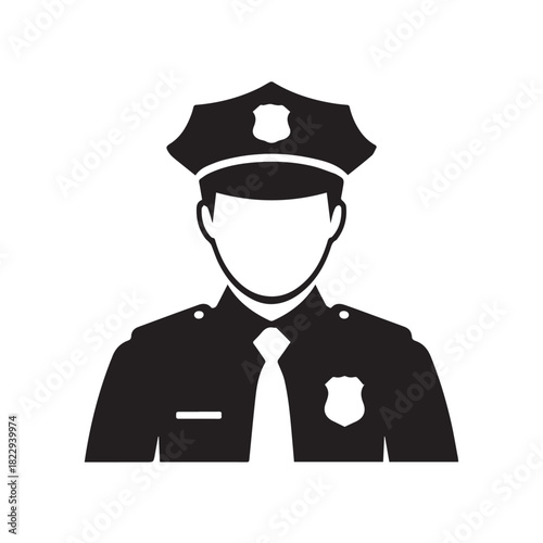 police badge and uniform vector icon set for security