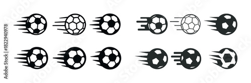 Set of soccer ball icon designs showing motion and speed