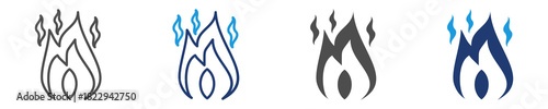 gas flame icon set multiple style