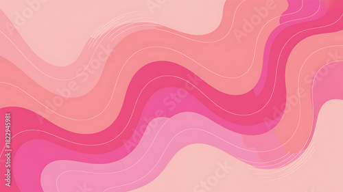 Abstract flowing waves of pink and coral colors with soft shadows