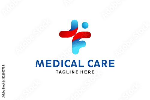 Letter F logo for medical pharmacy. Logo design template. Medical health. Community logo design.