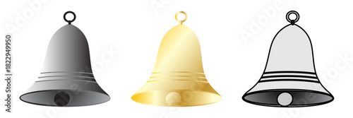 Set of Christmas bells illustrations on a white background