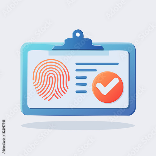 Biometric Identification Verification on Clipboard Illustration.