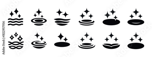 Abstract sparkle icons - wavy and geometric designs with stars