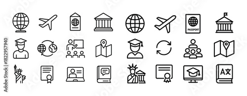 Traveling abroad: icons of travel, education, and global connectivity