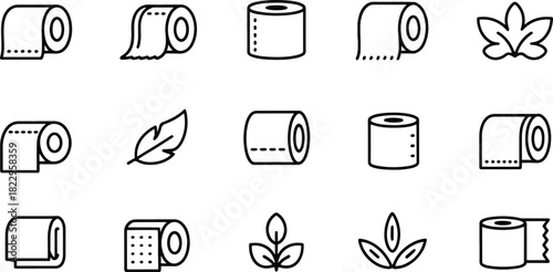 Sustainable bathroom product icons black and white