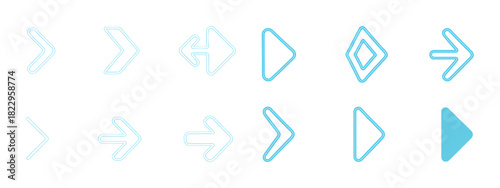 Collection of various blue arrow icons on white background