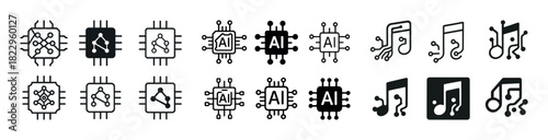 Ai and music chip icons representing technology integration