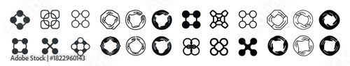 Geometric circular vector icons collection in black and white