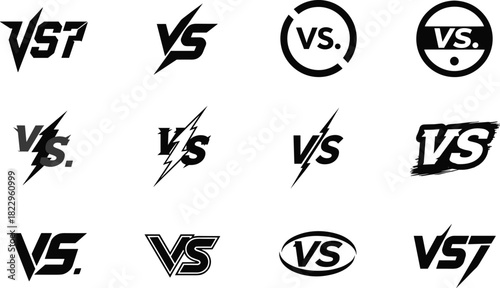 Versus icon set, VS logo collection, battle graphic, competition symbol, vector design, gaming, sports, match, fight, compare