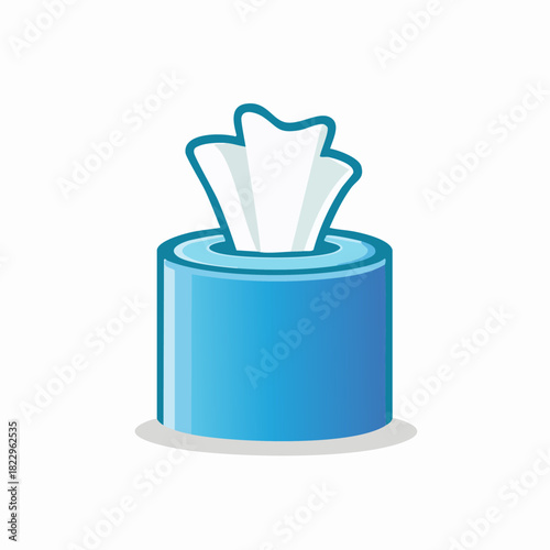 Blue tissue box with white tissues coming out.