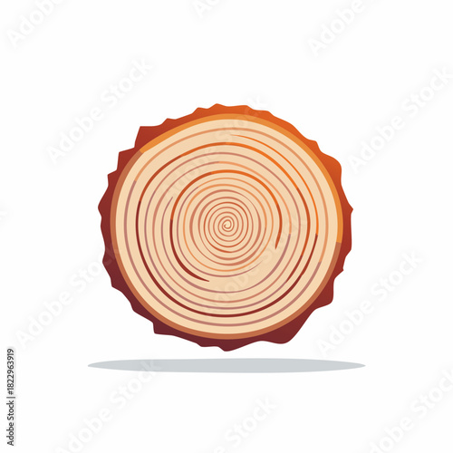 Vector illustration of a tree trunk cross section with annual rings.