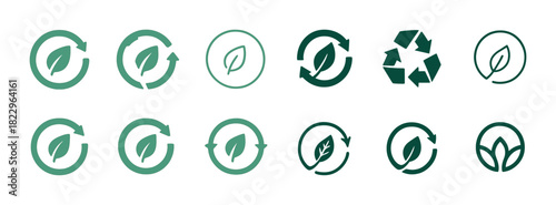 Eco-friendly symbols: green recycling and sustainability icons collection