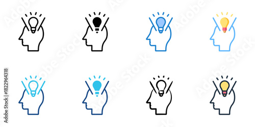 Open mindedness icon set multiple style collection vector illustration 
